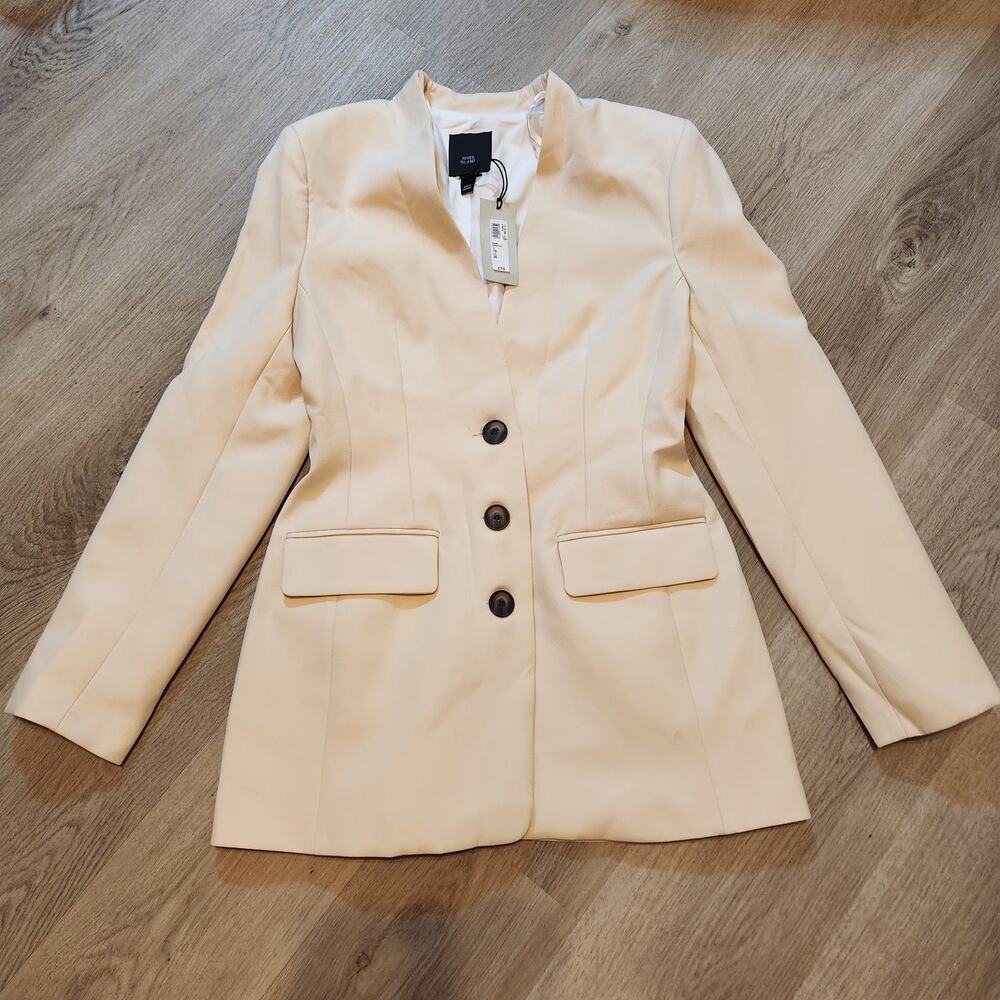 River Island Beige Blazer with Black Buttons